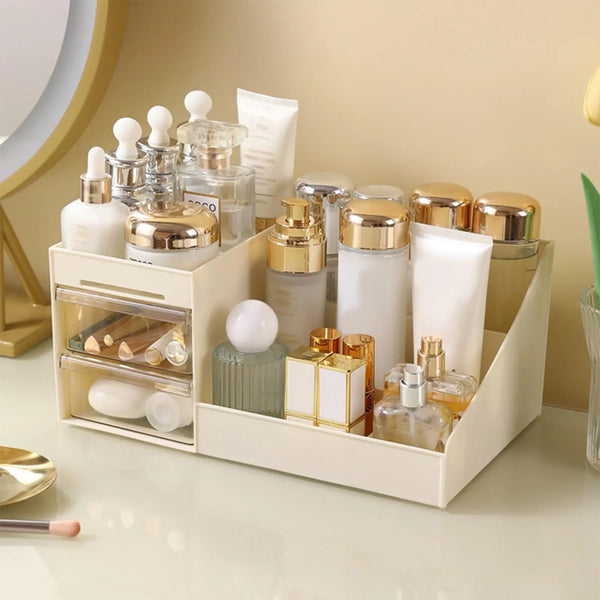 Cosmetic Display Case Desk Storage Box with Clear Drawers